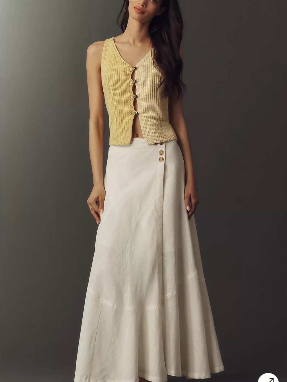 Anthropologie Olivette Linen Cotton Maxi Skirt